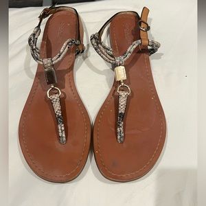 Coach snake skin leather thong sandals